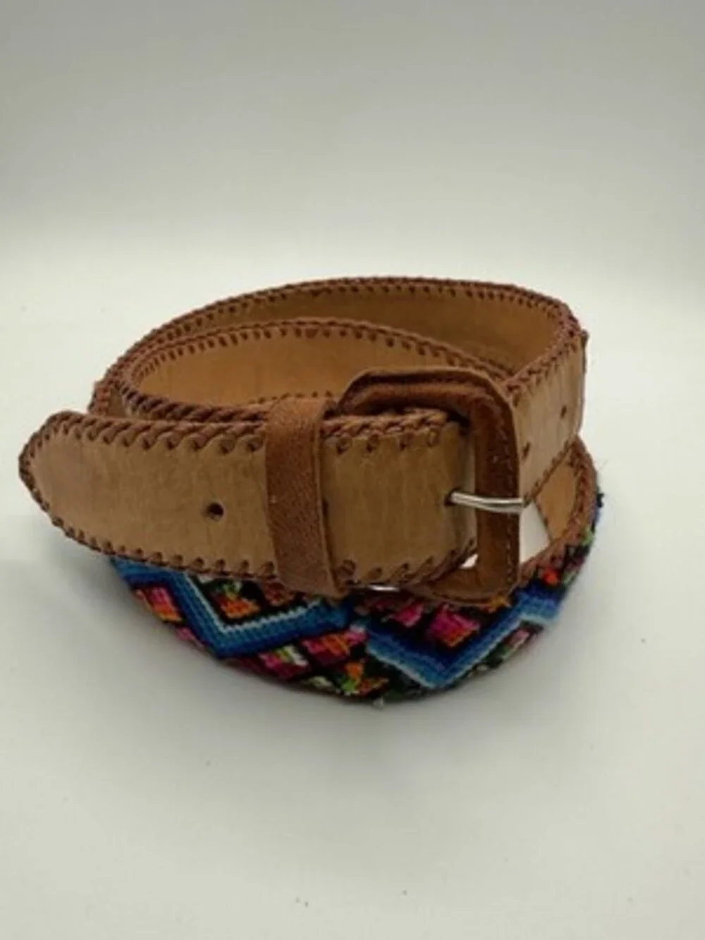 Vintage Braided Multicolor, Leather Woven Belt size 36
